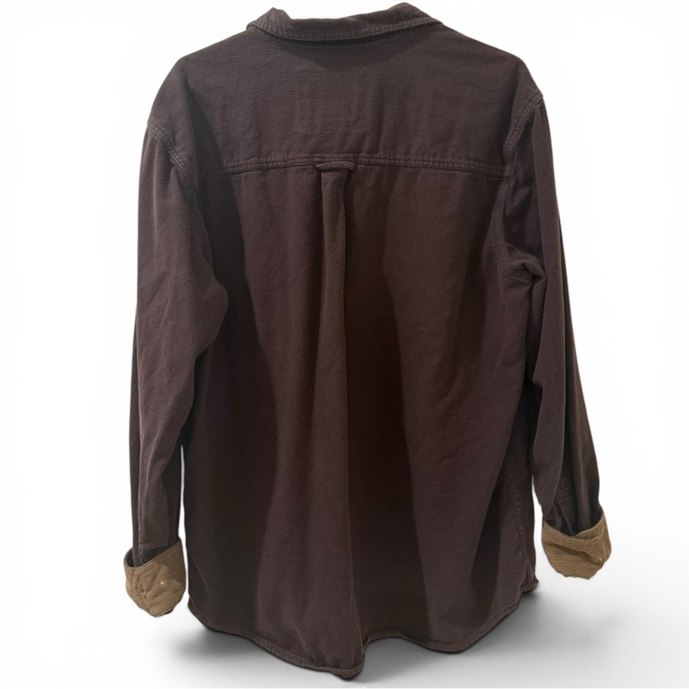 CQR XL Men’s Tall Brown Cotton Shirt Jacket Corduroy Collar Workwear Shacket - Picture 6 of 8